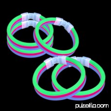 Lumistick Glow Band Bracelets - Triple Wide Neon Party Favor Glow Sticks with Connectors Green Pink and Blue 30ct